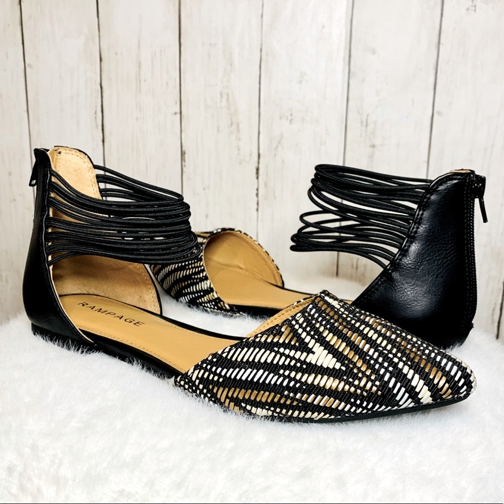 RAMPAGE | CINNA Black & Gold Metallic Flats
